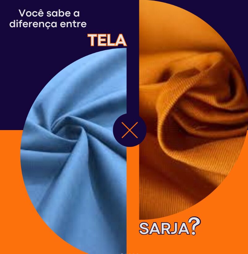 Imagem mostrando tecido com estrutura em tela e com estrutura em sarja